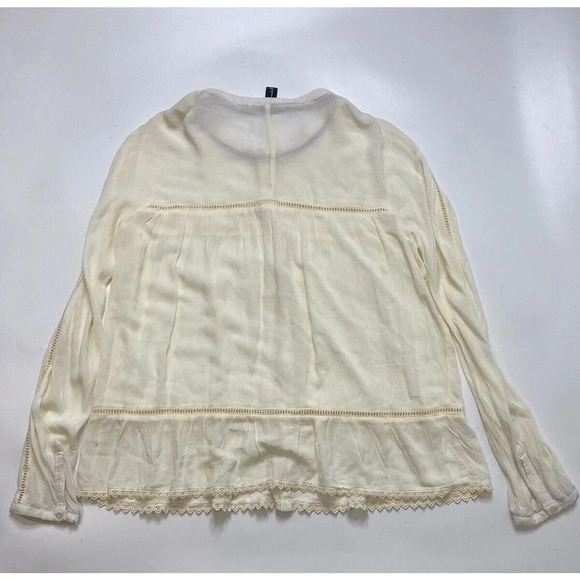 Sacred Threads Womens Blouse Small Ivory Tiered Cutouts Festival Fairy Boho - Picture 9 of 9